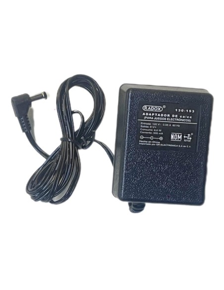 Eliminador Adaptador de ca/cc (para juegos electronicos) 9v 500mA