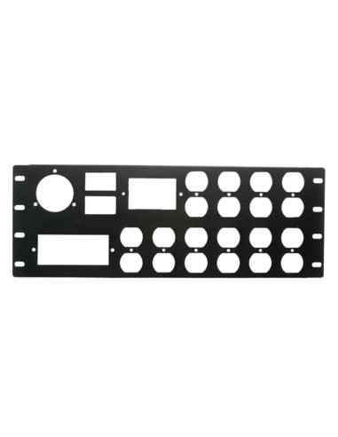 Panel Placa Rack 4U Twist Lock, voltimetros, termomagenticos, contactos Edison
