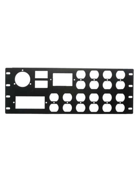 Panel Placa Rack 4U Twist Lock, voltimetros, termomagenticos, contactos Edison